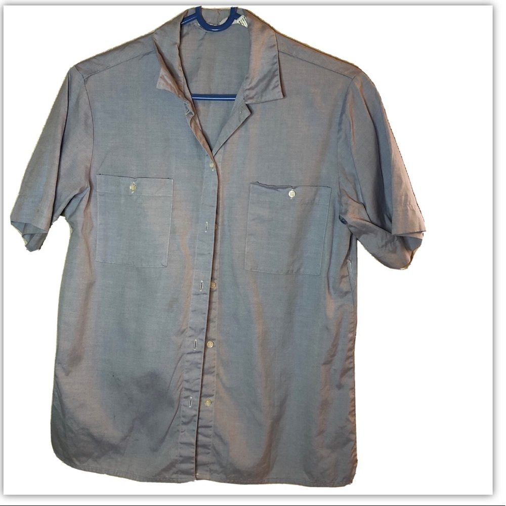 BROOKS BROTHERS ALL COTTON BLUE WOMEN BUTTON DOWN SHIRT SHORT SLEEVE SIZE M